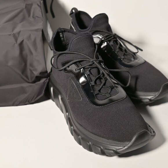 Prada Men's Allacciate Rush Triangle Logo Knit Sneakers - US10 - Picture 4 of 11